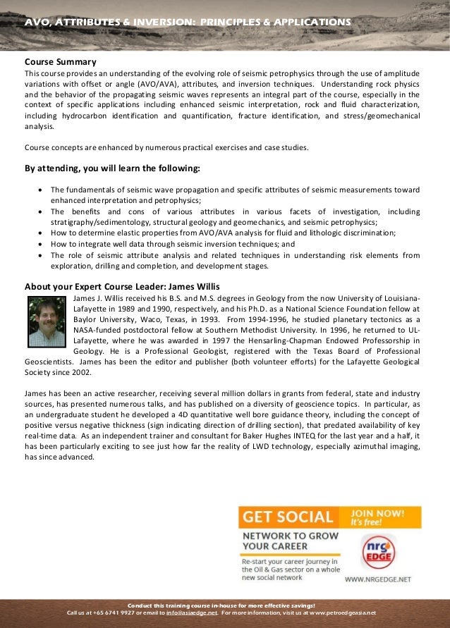 AVO and Seismic Attributes: Principles and Applications - Course Notes